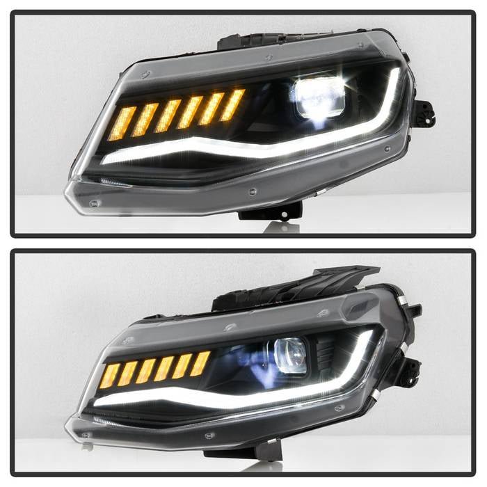 Chevy Camaro 16-18 Halogen Model Full LED Headlights- Black - Image 7