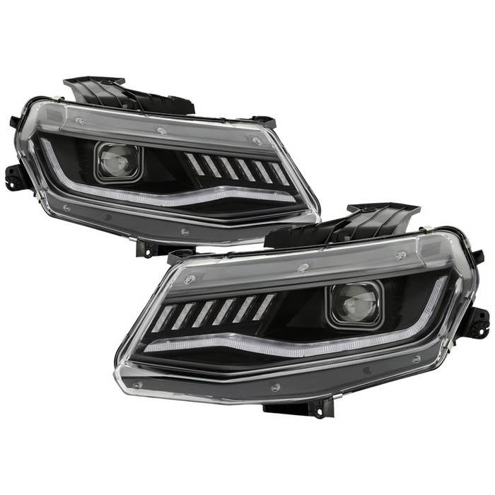 Chevy Camaro 16-18 Halogen Model Projector Headlights- Black