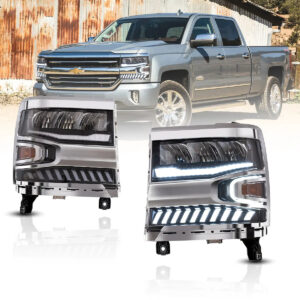 16-18 Chevrolet Silverado 1500 4th Gen Facelift Vland LED Reflection Bowl Headlights Chrome