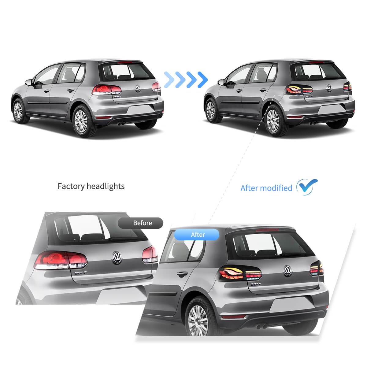 08-14 Volkswagen Golf 6th Gen Mk6 (5K) Hatchback Vland II OLED Tail Lights With Dynamic Welcome Lighting (GTS Style) - Image 9