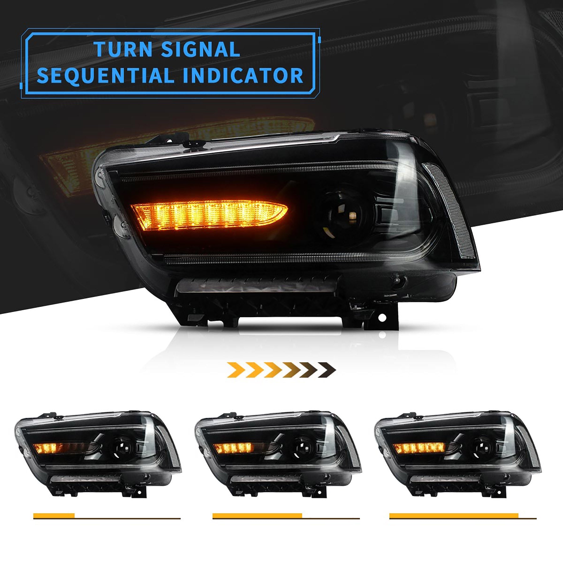 VLAND LED RGB Headlights Multicolor DRL For Dodge Charger 2011-2014 Headlamps Assembly - Image 4