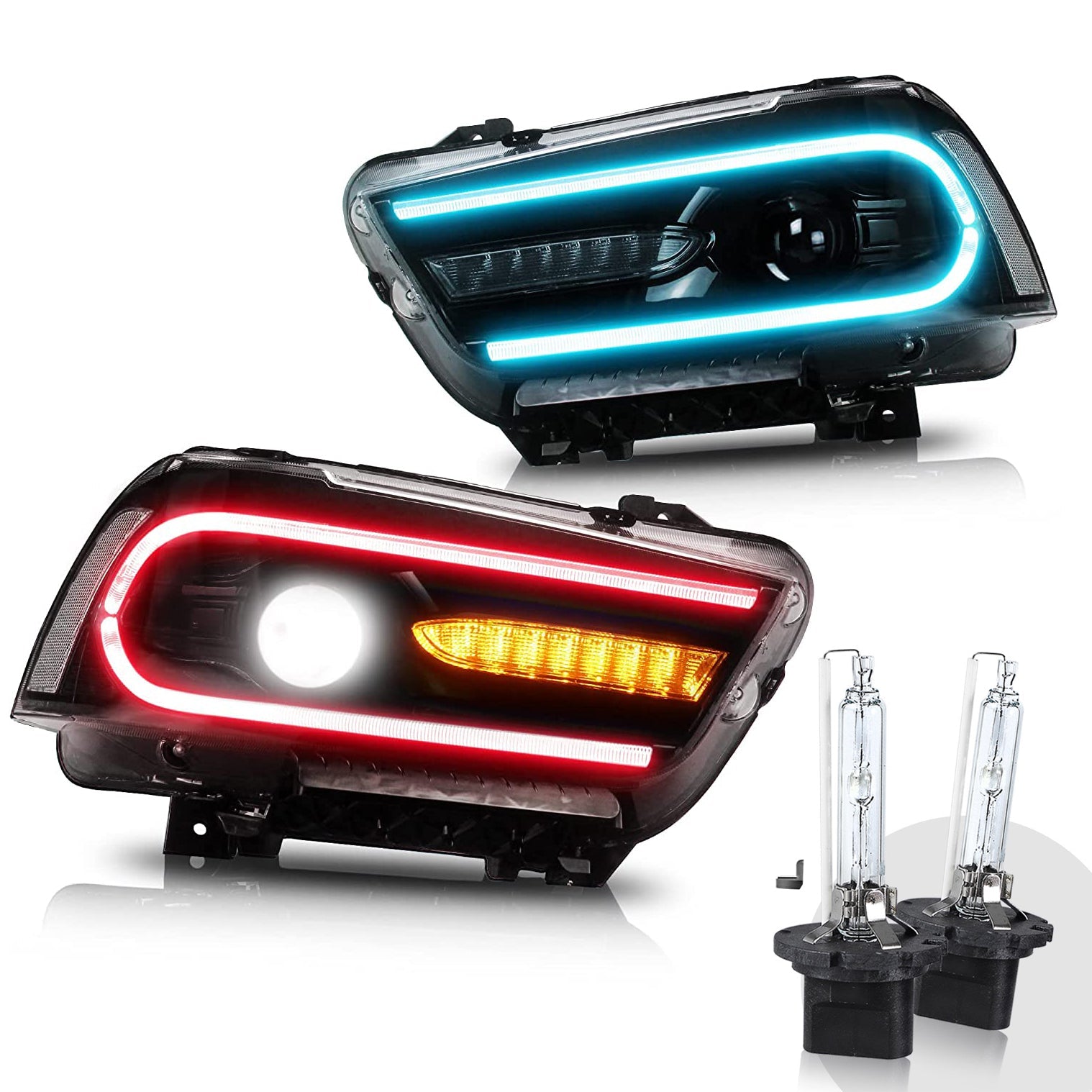VLAND LED RGB Headlights Multicolor DRL For Dodge Charger 2011-2014 Headlamps Assembly - Image 8