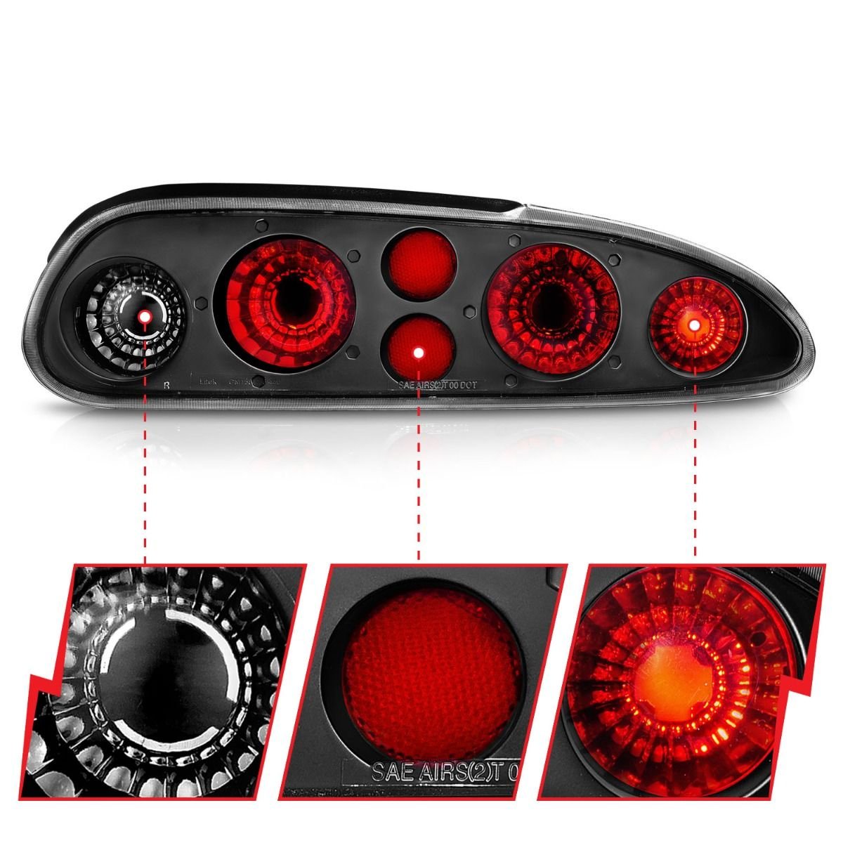 CHEVY CAMARO 93-02 TAIL LIGHTS BLACK - Image 2