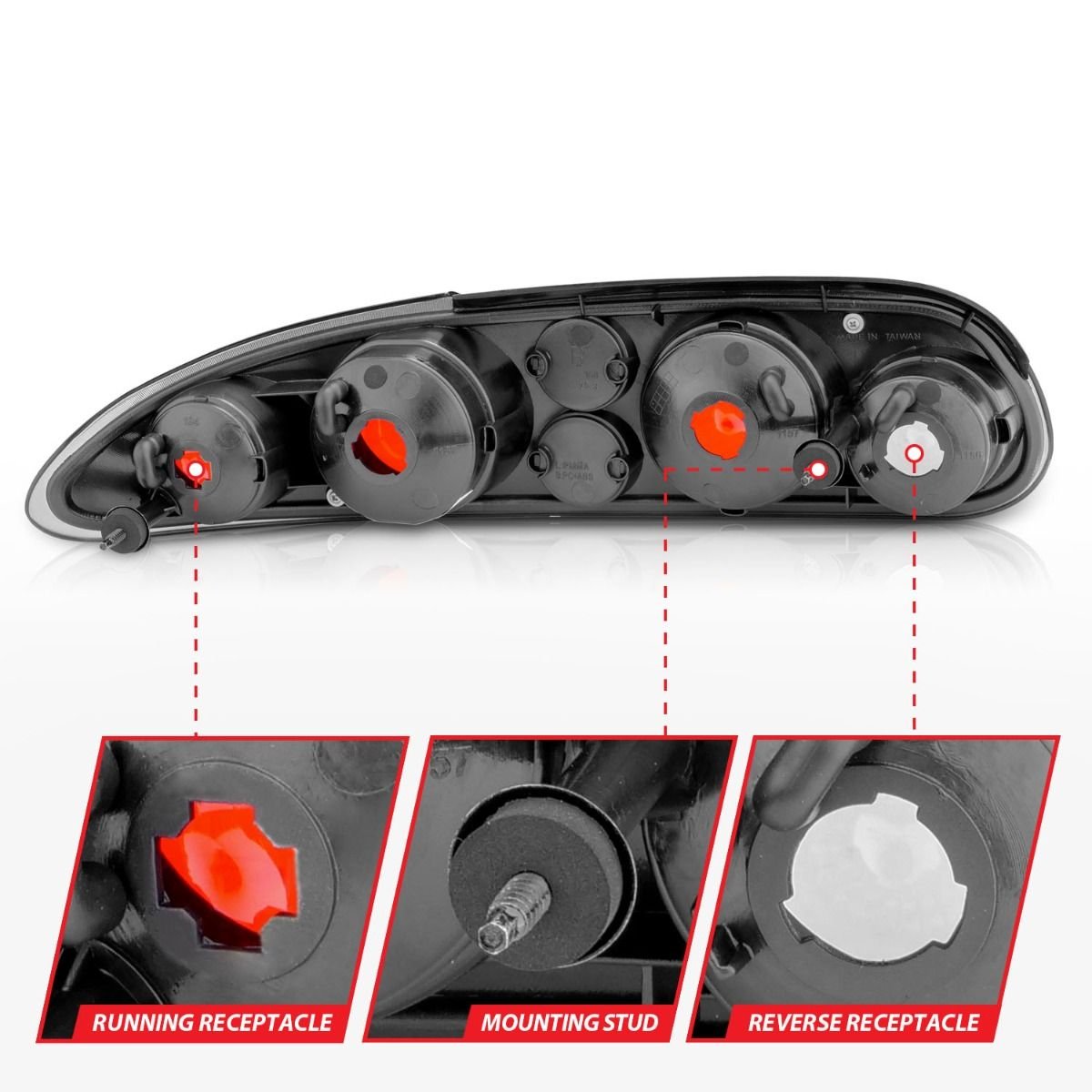 CHEVY CAMARO 93-02 TAIL LIGHTS BLACK - Image 4