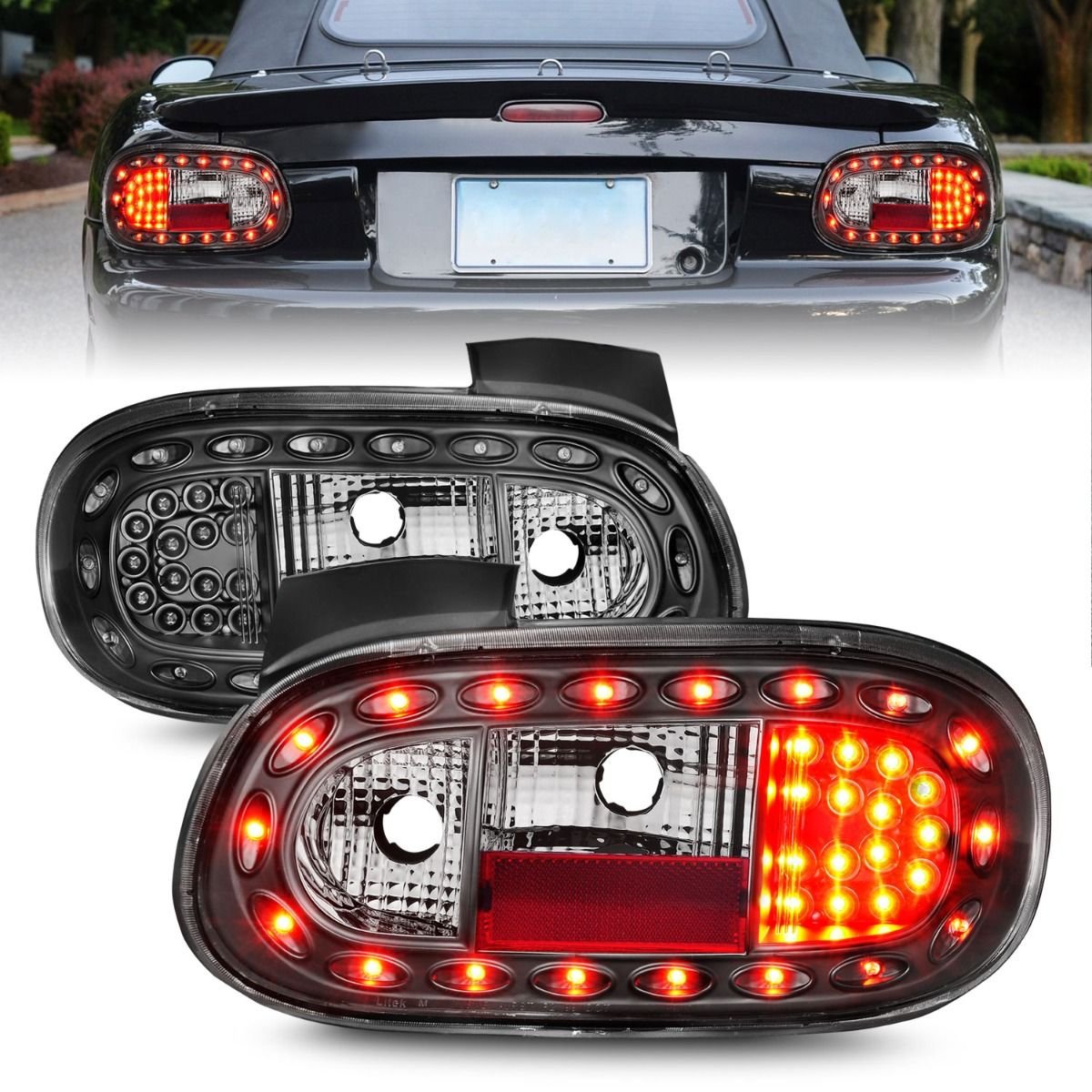 Mazda Miata 98-05 Led Tail Lights W/ Black Housing