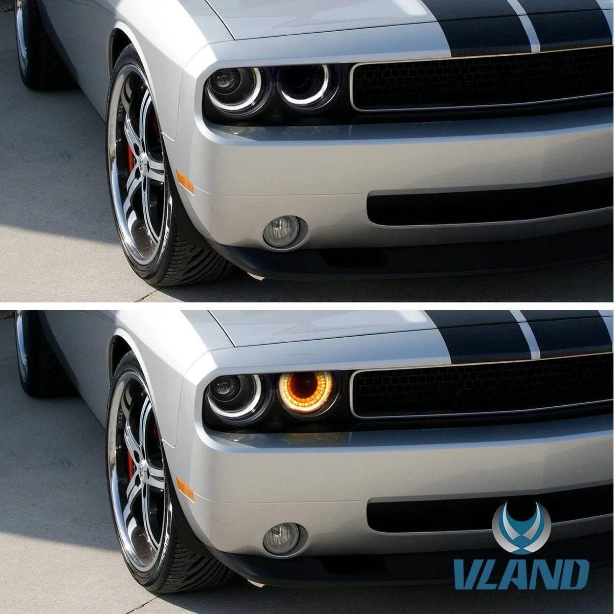 VLAND LED Halo Headlights For Dodge Challenger 2008-2014 Dual Beam DRL(White) With Sequential Turn Signals - Image 7
