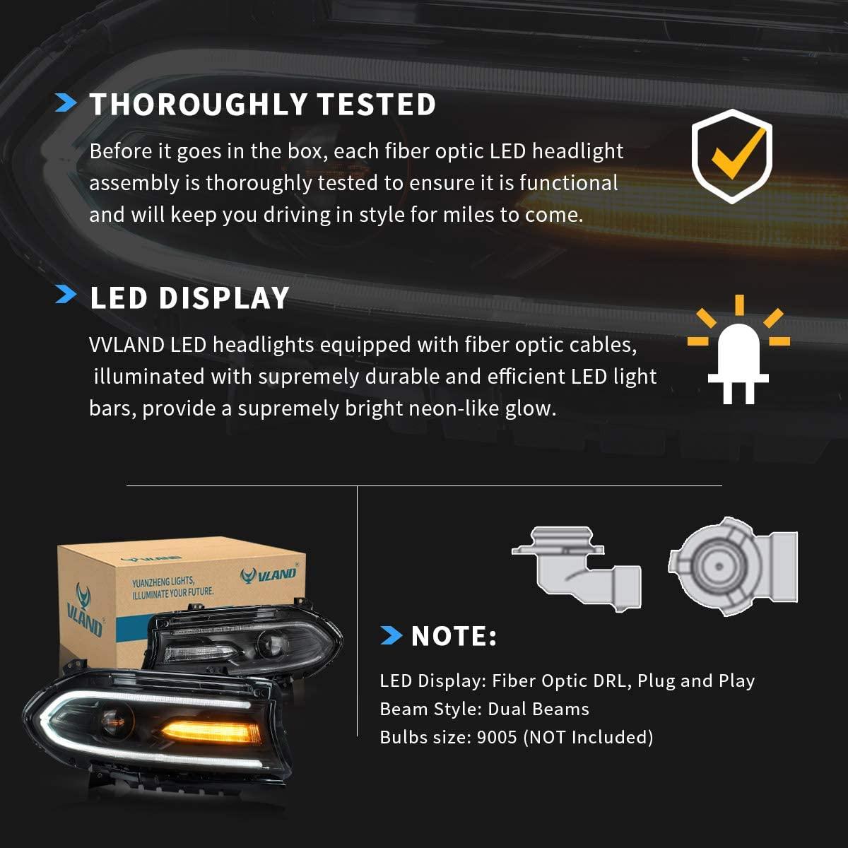 VLAND LED Headlights For Dodge Charger 2015-UP OEM Factory Front Lights Assembly - Image 17